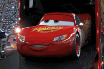 A Lightning Mcqueen From The Movie Cars Is Getting Ready To Race GIF