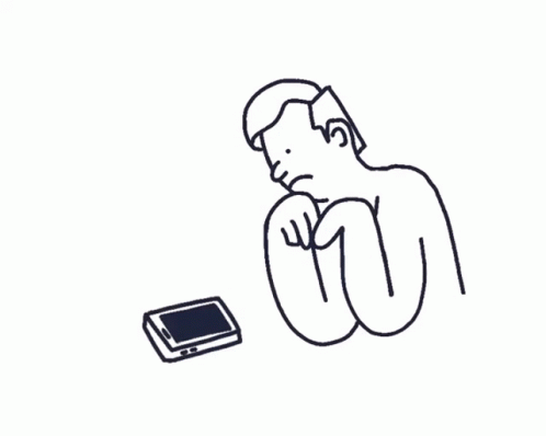 A Line Drawing Of A Man And A Woman Looking At A Statue GIF