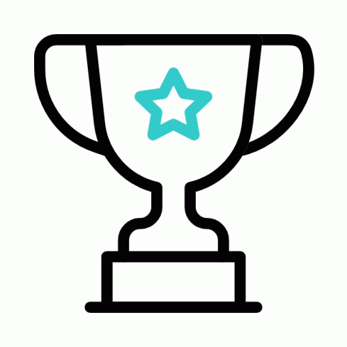A Line Drawing Of A Trophy With A Star On Top GIF