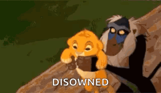 A Lion And A Monkey From The Lion King Are Standing Next To Each Other . GIF