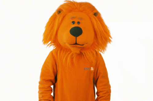 a lion mascot is wearing an orange ing sweater