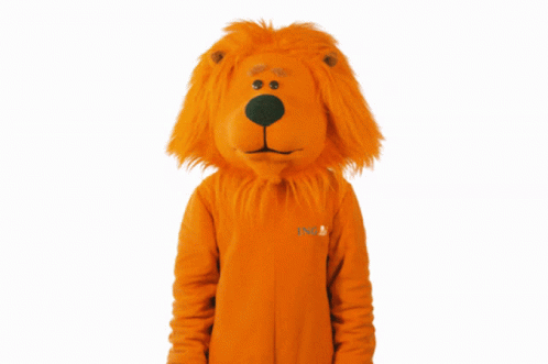 a lion mascot is wearing an orange shirt that says iowa on it