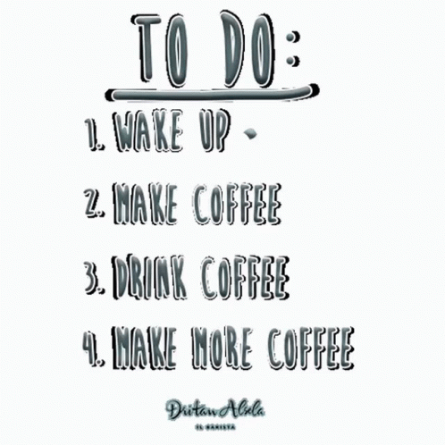 A List Of Things To Do Including Drinking Coffee GIF