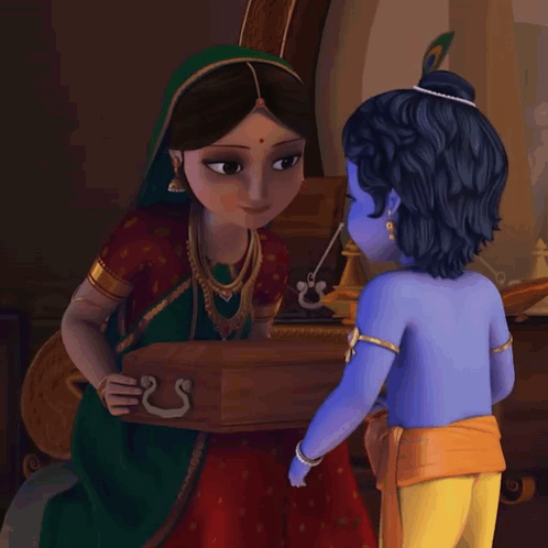 A Little Boy Is Kissing A Woman 'S Cheek In A Cartoon GIF