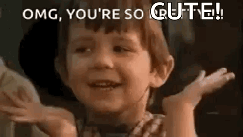 A Little Boy Is Making A Funny Face And Saying `` Omg You 'Re So Cute ! '' GIF