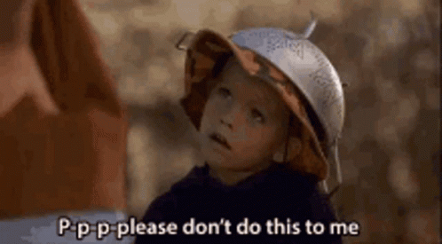 A Little Boy Wearing A Hat Says P P P Please Do N't Do This To Me . GIF