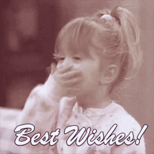 Girl Covering Mouth With Best Wishes Text GIF