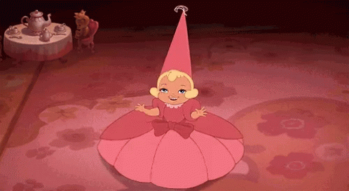 A Little Girl In A Pink Dress And Hat GIF