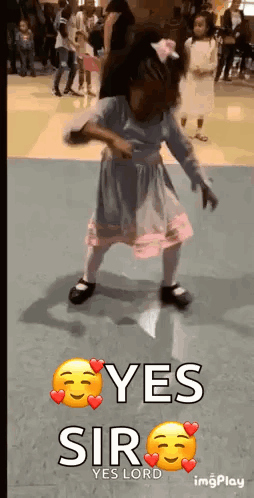A Little Girl In A Pink Dress Is Dancing On A Dance Floor In Front Of A Crowd . GIF