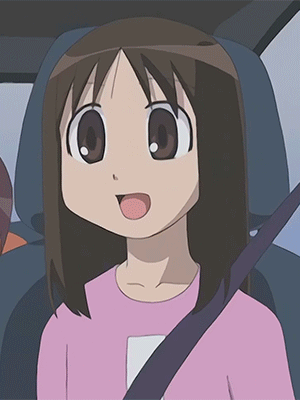 A Little Girl In A Pink Shirt Is Sitting In The Back Seat Of A Car GIF
