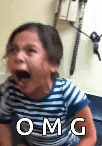 A Little Girl Is Crying And The Word Omg Is On Her Chest GIF