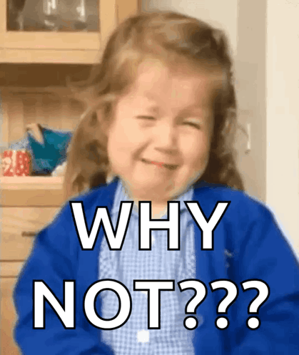 A Little Girl Is Crying With The Words " Why Not " Written On Her Face GIF