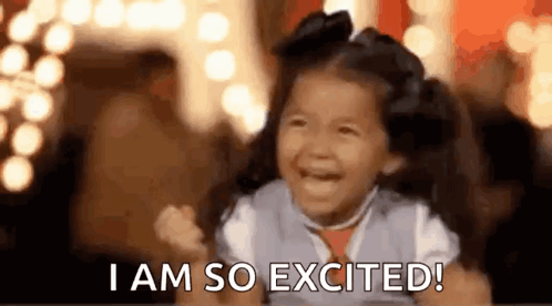 A Little Girl Is Laughing And Saying I Am So Excited . GIF