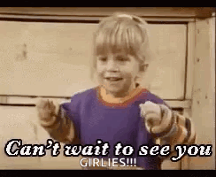 A Little Girl Is Pointing At The Camera And Says `` Can 'T Wait To See You Girlies ! '' GIF