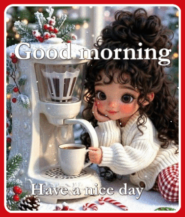 A Little Girl Is Pouring A Cup Of Coffee Into A Coffee Maker .. GIF