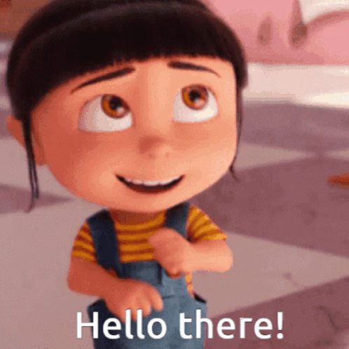 A Little Girl Is Smiling And Saying Hello There GIF