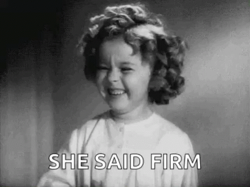 A Little Girl Is Smiling And Saying `` She Said Firm '' . GIF