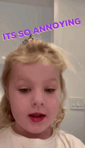 A Little Girl Says It 'S So Annoying In Purple Text GIF