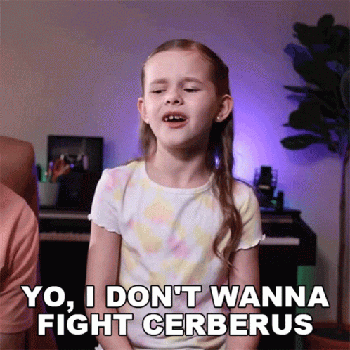 A Little Girl Says " Yo I Don T Wanna Fight Cerberus " GIF