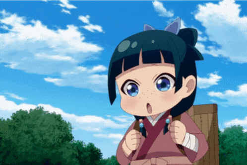 a little girl with a bow in her hair is standing in front of a blue sky