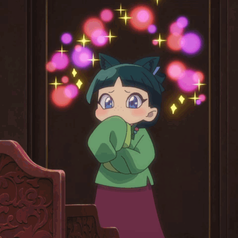 Girl With Cat Ear And Purple Pink Lights GIF
