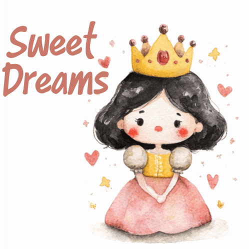 A Little Girl With A Crown On Her Head And The Words Sweet Dreams Behind Her GIF