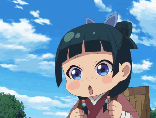 Little Girl With Surprised Expression In Front Of Blue Sky GIF