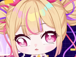 A Little Girl With Blonde Hair And Pink Eyes GIF