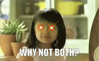Girl With Glowing Eyes Asking Why Not Both GIF