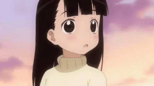 A Little Girl With Long Black Hair Is Wearing A Sweater And Looking Up At The Sky . GIF