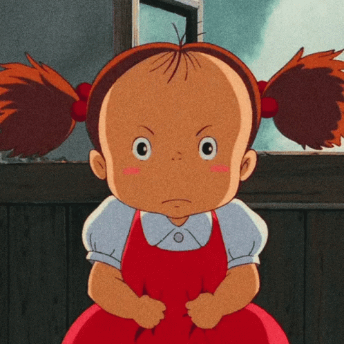 A Little Girl With Pigtails And A Red Dress GIF