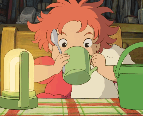 Girl With Red Hair Drinking Green Cup GIF