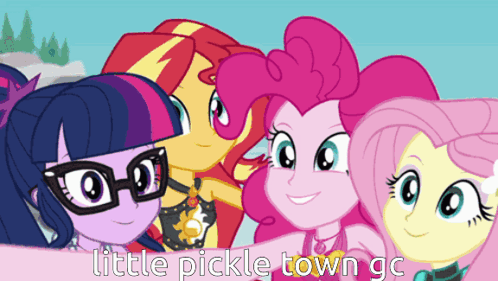 A Little Pickle Town Gc Poster With A Group Of Ponies GIF