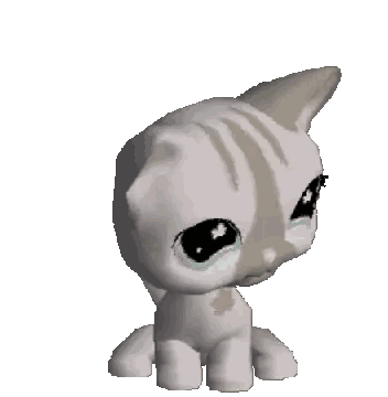 a littlest pet shop cat with a sad look on his face