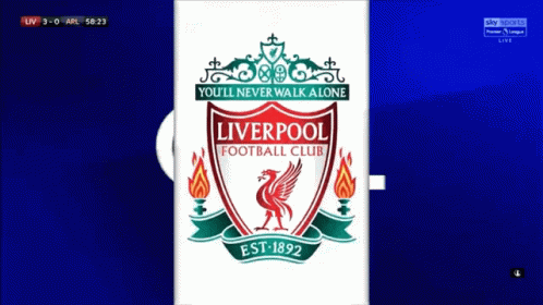A Liverpool Football Club Logo Is Displayed On A Screen GIF