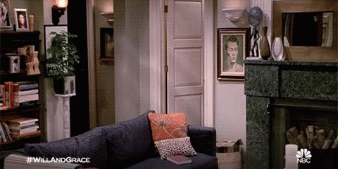 Living Room With Couch And Fireplace GIF