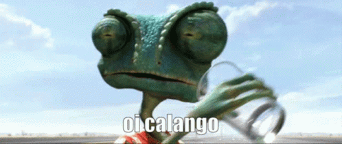 A Lizard Is Holding A Glass With The Word Oicalango Written On The Bottom GIF