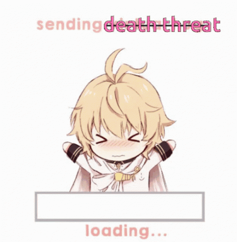 A Loading Bar With Hearts And The Words Sending Death Threat On It GIF