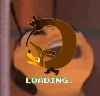 a loading screen with a cartoon dachshund