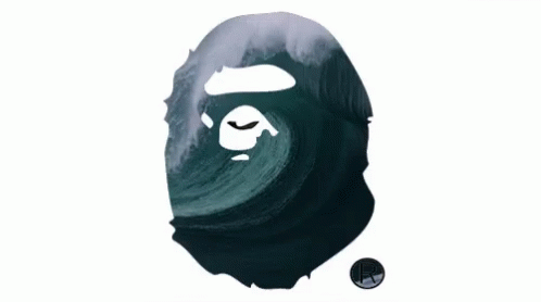 A Logo For A Brand Called A Bathing Ape With A Wave Behind It GIF