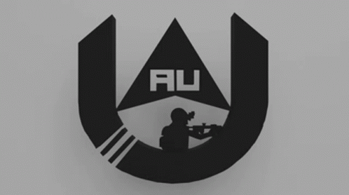 Company Logo AU With Man Holding Gun GIF