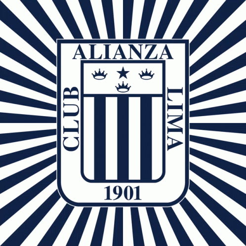 A Logo For Alianza Lima With A Blue And White Striped Background GIF