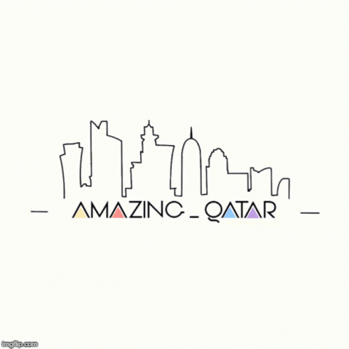 A Logo For Amazing Qatar Fashion With A City Skyline In The Background GIF