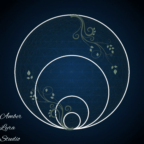 A Logo For Amber Lyra Studio Shows A Circle With Leaves On It GIF