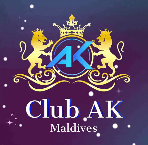 A Logo For Club Ak Maldives Shows A Lion And A Crown GIF