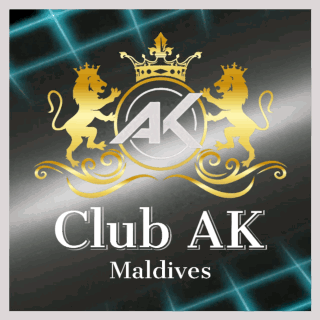 A Logo For Club Ak Maldives With A Crown And Lions GIF