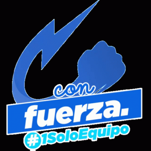 A Logo For Con Fuerza # 1Soloequipo With A Blue Lightning Bolt GIF