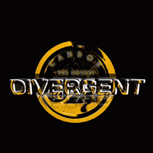 A Logo For Divergent With A Gold Coin In The Center GIF