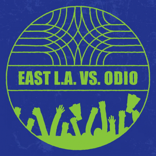 A Logo For East La Vs. Odio With A Blue Background GIF