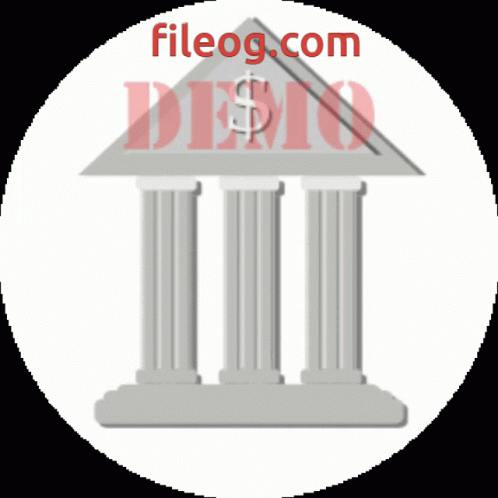 A Logo For Fileog.com Shows A Bank Building With Three Columns GIF